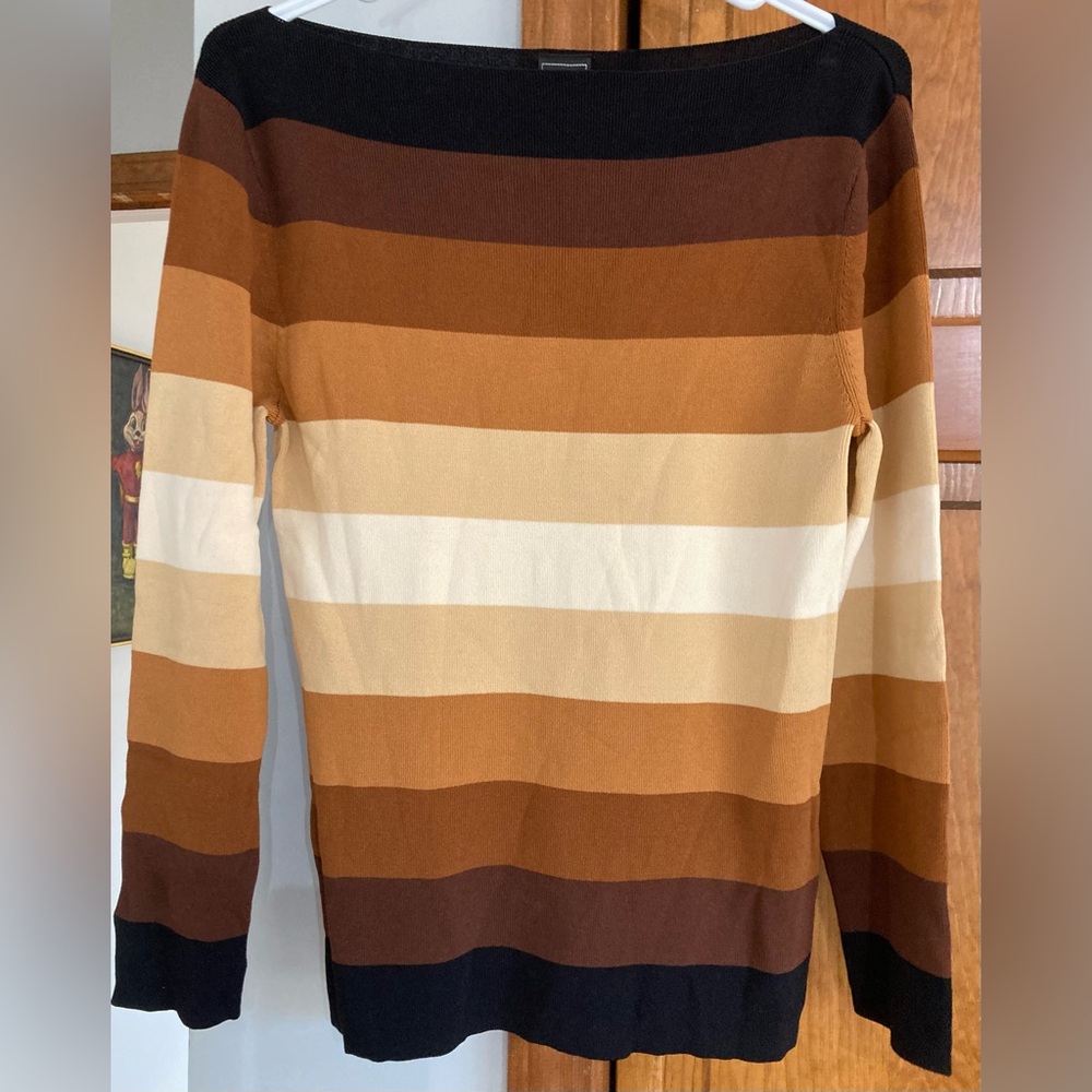 Due Per Due Striped Brown Sweater S Small